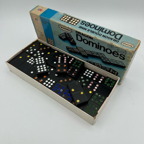 Vintage Dominoes Double Nine Wooden by Milton Bradley 1970 4132 55 pcs - Picture 4 of 7